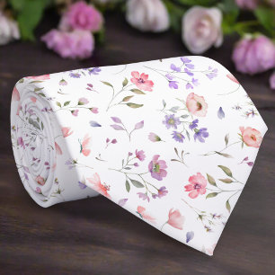 Elegante Wild Blume auf weißer Background Wedding Krawatte