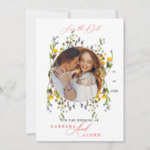Elegante Wild Blume Blooming Garden Wedding Foto Save The Date (Vorderseite)