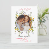 Elegante Wild Blume Blooming Garden Wedding Foto Save The Date (Stehend Vorderseite)