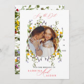 Elegante Wild Blume Blooming Garden Wedding Foto Save The Date (Vorne/Hinten)