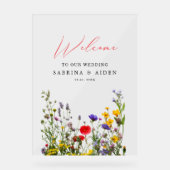 Elegante Wild Blume Blühende Gartenhochzeit Acrylschild (Vorderseite)