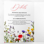 Elegante Wild Blume Blühende Gartenhochzeit Dreifach Gefaltete Ankündigung (Innen Erste Seite)