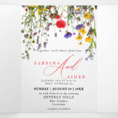 Elegante Wild Blume Blühende Gartenhochzeit Dreifach Gefaltete Ankündigung (Innenseite Mitte)