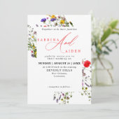 Elegante Wild Blume Blühende Gartenhochzeit Einladung (Stehend Vorderseite)