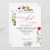 Elegante Wild Blume Blühende Gartenhochzeit Einladung (Vorne/Hinten)