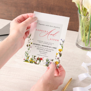 Elegante Wild Blume Blühende Gartenhochzeit Pergament Einladungen