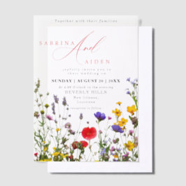 Elegante Wild Blume Blühende Gartenhochzeit Pergament Einladungen
