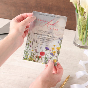 Elegante Wild Blume Blühende Gartenhochzeit Pergament Einladungen