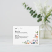 Elegante Wild Blume Hochzeitdetails Begleitkarte (Stehend Vorderseite)
