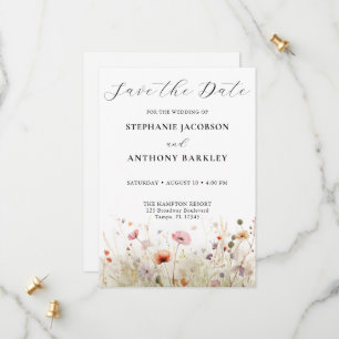 Elegante Wild Blume Save the Date Hochzeitkarte