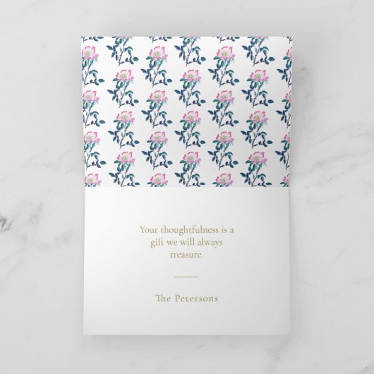 Elegante Wild Rose Blume Vielen Dank Dankeskarte (Innenseite)