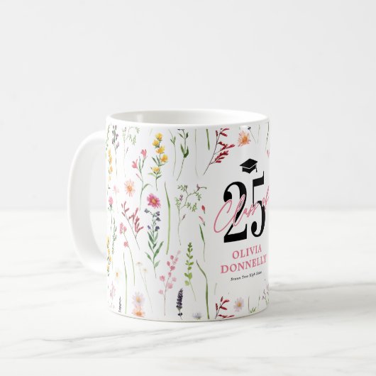 Elegante Wildblume 2024 Graduate Kaffeetasse (Vorderseite Links)
