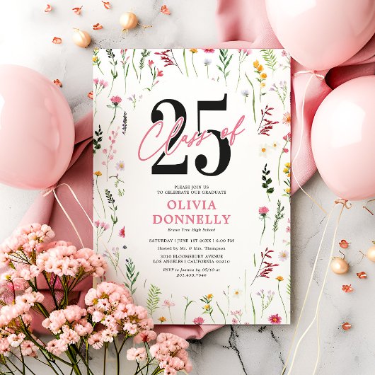 Elegante Wildblume 2025 Graduation Party Einladung