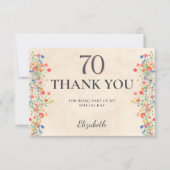 Elegante Wildblume 70. Geburtstag Danke (Vorderseite)