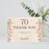 Elegante Wildblume 70. Geburtstag Danke (Stehend Vorderseite)