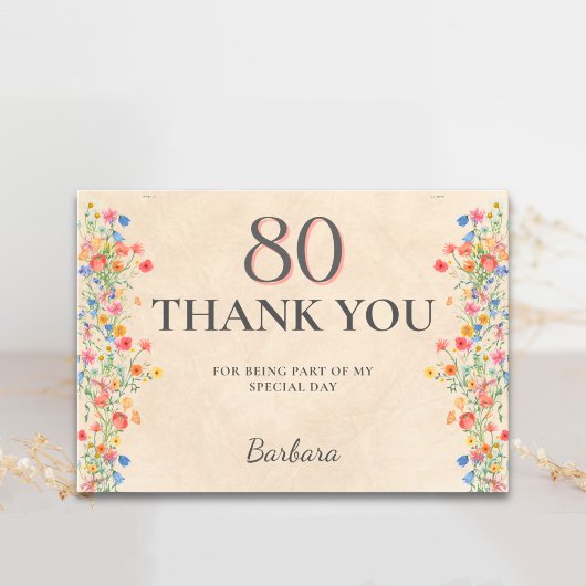 Elegante Wildblume 80. Geburtstag Danke