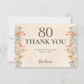Elegante Wildblume 80. Geburtstag Danke (Vorderseite)