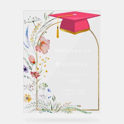 Elegante Wildblume Abschluss Begrüßungszeichen Acrylschild (Vorderseite)