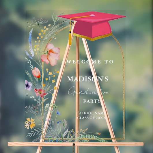 Elegante Wildblume Abschluss Begrüßungszeichen Acrylschild (Neutral)