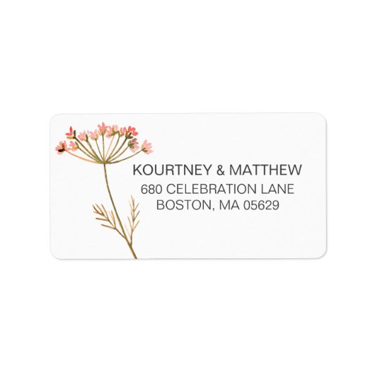 Elegante Wildblume Adressaufkleber (Vorne)