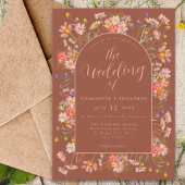 Elegante Wildblume Arch Burnt Orange Hochzeit im H Einladung