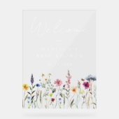 Elegante Wildblume Baby Dusche Willkommen Acrylschild (Vorderseite)