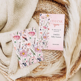 Elegante Wildblume Babydusche Dankeskarte