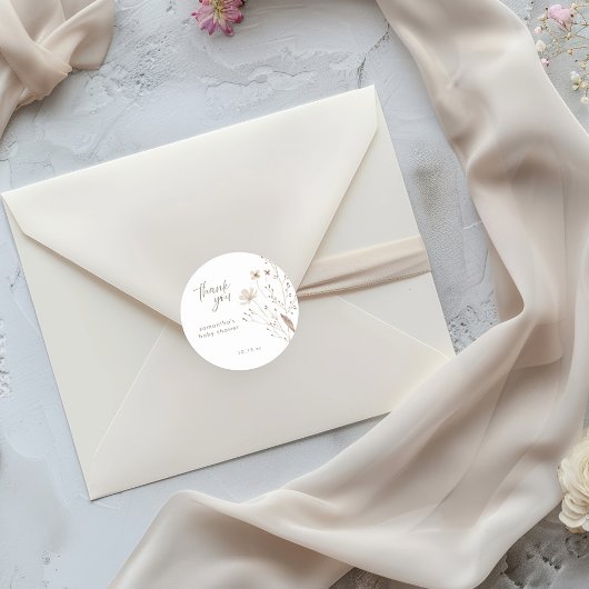 Elegante Wildblume Babydusche Runder Aufkleber