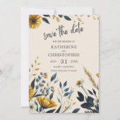 Elegante Wildblume Beige Hochzeit Save The Date (Vorderseite)
