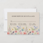 Elegante Wildblume Beige Wedding RSVP Karte (Vorderseite)
