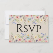 Elegante Wildblume Beige Wedding RSVP Karte (Rückseite)