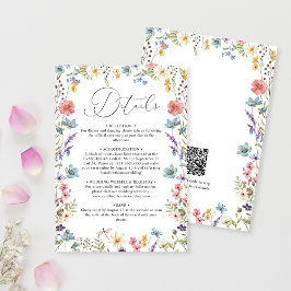 Elegante Wildblume Bloom QR Code Hochzeitsdetails Begleitkarte