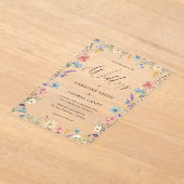 Elegante Wildblume Bloom Romantische Script Hochze Acryleinladungen (Ablage )