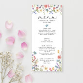 Elegante Wildblume Bloom Romantische Script Hochze Menükarte