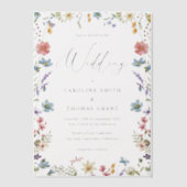 Elegante Wildblume Bloom Romantische Script Hochze Pergament Einladungen (Vorderseite)
