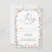 Elegante Wildblume Bloom Romantische Script Hochze RSVP Karte (Vorderseite)