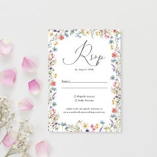 Elegante Wildblume Bloom Romantische Script Hochze RSVP Karte