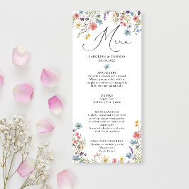 Elegante Wildblume Bloom Script Wedding Menükarte