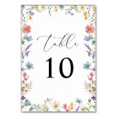 Elegante Wildblume Bloom Script Wedding Tischnummer (Rückseite)