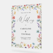 Elegante Wildblume Bloom Wedding Willkommen Acrylschild (Winkel)