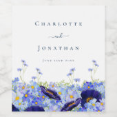 Elegante Wildblume Blue Weinetikett (Einzelnes Label)