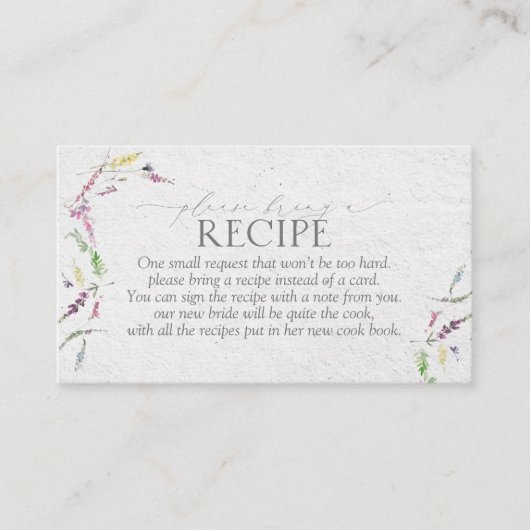 Elegante Wildblume Blumenbeete bitte Rezept mitbri Begleitkarte (Vorderseite)
