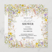 Elegante Wildblume Blumendusche Einladung (Vorne/Hinten)