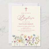 Elegante Wildblume Blumengarten Taufe Einladung (Vorderseite)