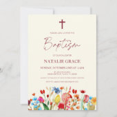 Elegante Wildblume Blumengarten Taufe Einladung (Vorderseite)