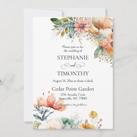 Elegante Wildblume | Blumenhochzeit Einladung (Vorderseite)