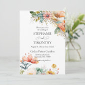 Elegante Wildblume | Blumenhochzeit Einladung (Stehend Vorderseite)