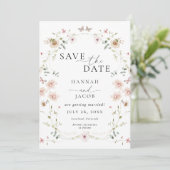 Elegante Wildblume Blumenhochzeit Save The Date (Stehend Vorderseite)