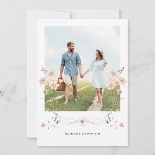 Elegante Wildblume Blumenhochzeit Save The Date (Rückseite)