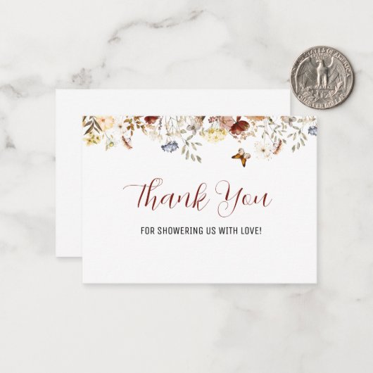 Elegante Wildblume Blumenkarte Dankeschön Karte (Vorderseite/Rückseite Beispiel)
